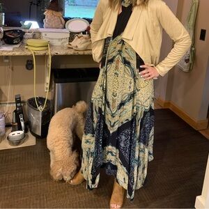 Free People Black and Cream Patterned Maxi Dress